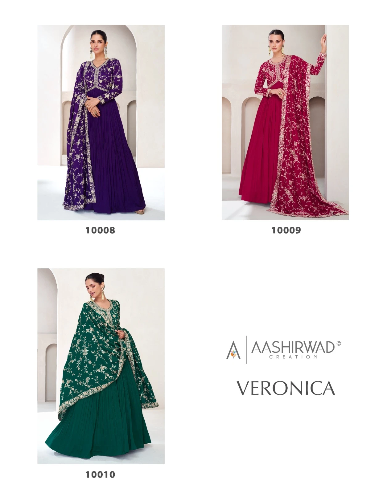 Aashirwad Veronica Premium Silk Wholesale Designer Gown with Dupatta Catalog